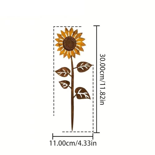 Generisch Metall Gartenskulpturen, Kunstvolle Eisenblumen, Deko Vintage Rostige Stäbe Für Wege Vorgarten Blumenbeet Balkon Terrasse Garten Zaunlinie Rasen Poolbereich