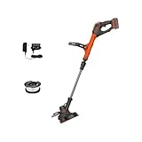 BLACK+DECKER 20V* MAX String Trimmer and Edger, EASYFEED Weed Wacker, 12 Inch Cutting Width, 2 Speed Control Weed Eater, (1) Battery and Charger Included (LSTE523)