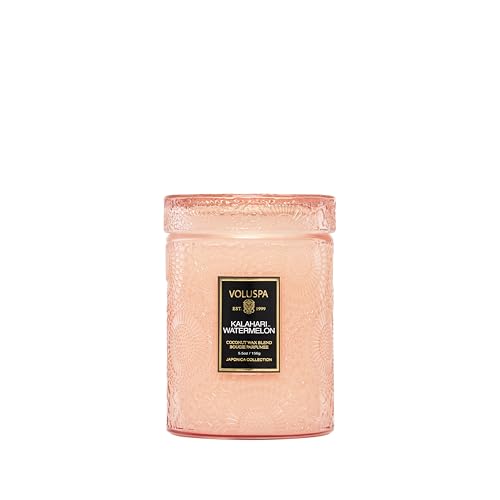 Image of Voluspa Kalahari Watermelon, Small Candle Jar, 5.5 Ounces, 50 Hour Burn Time, Coconut Wax for Clean Burning, Handcrafted in the USA