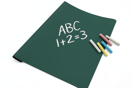 Image of DreamKraft Green Chalkboard Sticker for Wall, 45 x 200 cm | Self-Adhesive Vinyl Blackboard Roll with 5 Chalks for Kids, Home, School and Office