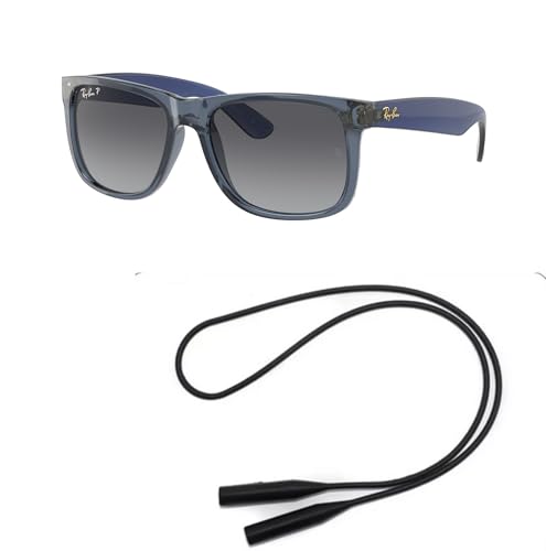 Ray-Ban RB4165 Sunglasses Bundle: RB 4165 JUSTIN 6596T3 Justin Transparent Blue Grey G and Universal Anti-slip Silicone Leash2