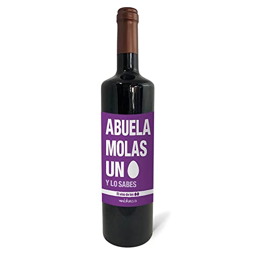 Regalo original. Botella de vino tinto Abuela molas un huevo. 75cl.