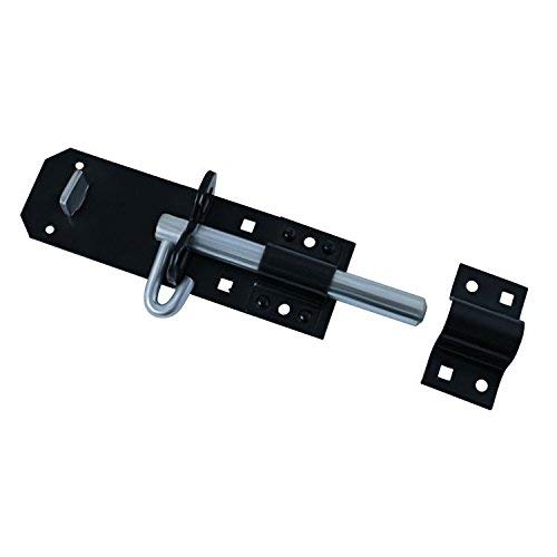 Merriway BH07428 Black, Heavy Duty Wooden Gate Fitting, 3 x 18 inch Tee Hinges, Brenton Style Padbolt, Ring Latch & Fittings - Image 4
