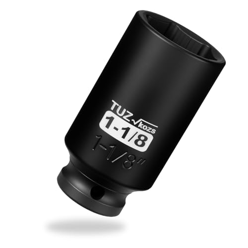 Image of 1 /2 Inch Drive 1-1 /8 Inch Deep SAE Impact Socket,CR-MO,6 Point Radius Corner Design,Square Chamfered Opening,Axle Nut Impact Grade Socket for Easy Removal