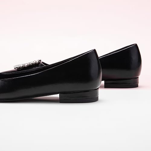 C.Paravano Women's Crystal Buckle Ballet Flats - Pointed Toe Slip On Dressy Shoes3