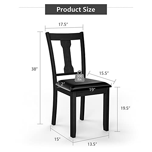 Goflame Dining Chairs Set Of 2, Upholstered Padded Kitchen Chairs With Solid Rubber Wood Frame And Anti-Slip Foot Pads, Vintage High Back Dining Chairs For Kitchen Dining Room Restaurant (Black) #TOP2