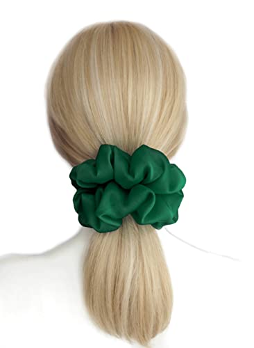 38 Colors Available, Big Scrunchies For Hair, Soft Cheer Chiffon Large Ponytail Holder, Cute Birthday Gift For Women Girl Teen, Holiday Accessory (Grass Green) #TOP1