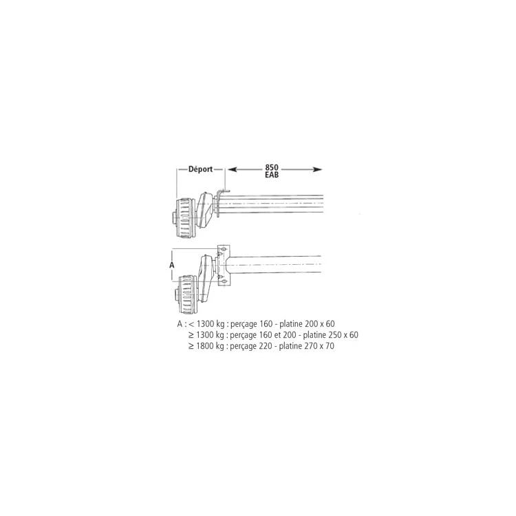 MAXTER 2 Demi essieux Remorque à Souder 1000KG 4TR130