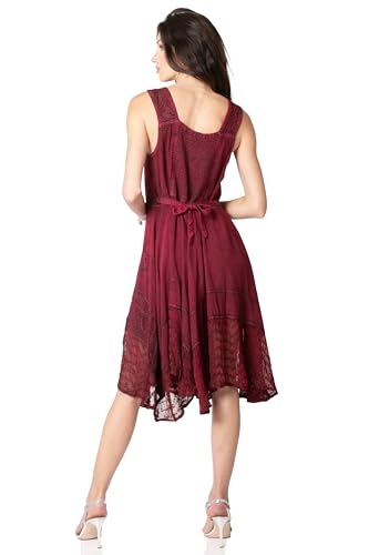 Image of Sakkas Magdilena Stonewashed Corset Front Embroidered Dress