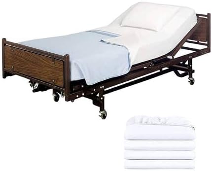 4 Pack Fitted Hospital Bed Sheets - Cotton Rich Soft Knitted Jersey Sheet 36” x 84” x 12"
