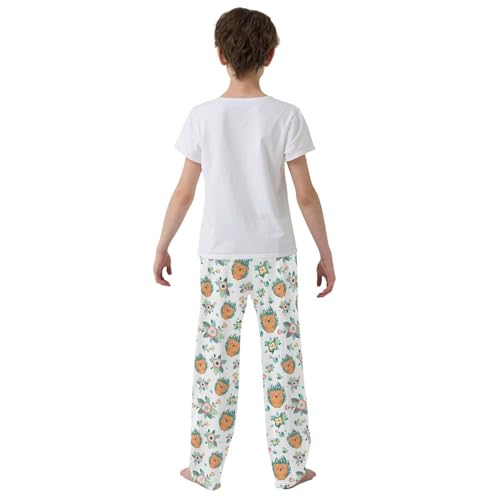 ZZXXB Spring Hedgehog Flowers Boys Long Pants Soft Trousers Elastic Waist Kids Lounge Bottoms with Pockets S-XL3