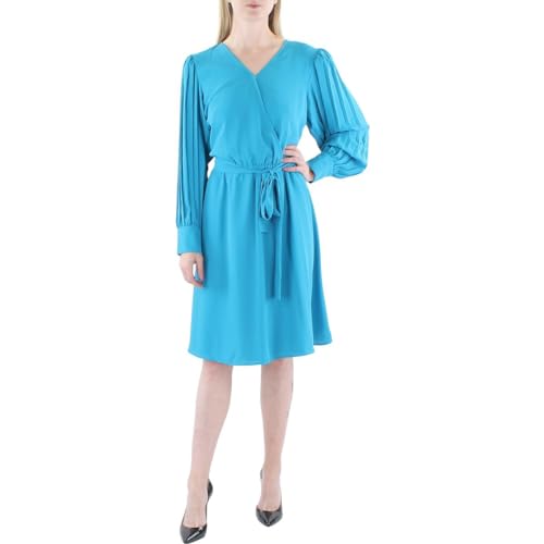 Anne Klein Pleated Sleeve Dress Blue at Amazon Women's Clothing store