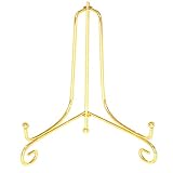 Ganquer Support de présentation en fer pour photos, cadres photo décoratifs pour livres d'ookbooks plat sur pied pour la maison ou les plateaux (10,2 cm) Doré