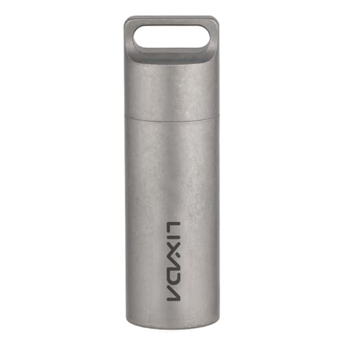Lixada Keychain Pill Holder Titanium Small Pill Organizer Waterproof Mini Pill Case Portable Travel Pill Container for Purse, Pocket Pill Box Pill Fob Medicine Bottle for Outdoor Camping Hiking