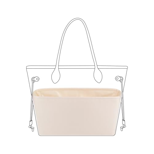 Image of DGAZ Purse Organizer Insert Fits Neverfullbag BB /PM /MM /GM,Silk Bag Organizer,Luxury Handbag & Tote Shaper(Craie,BB)