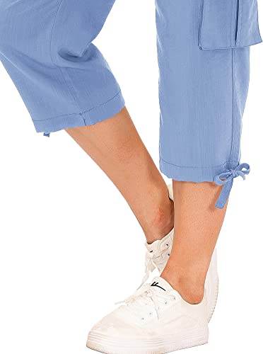 Image of MoFiz Womens Capris with Pockets Loose Fit Casual Capri Pants Dressy Lightweight Ladies Baggy Cargo Pants for Hiking