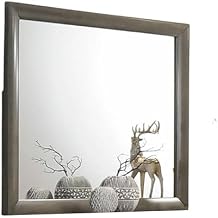 Benzara Simo Dresser Vanity Mirror-40 Inch Modern Dark Gray Solid Wood Frame