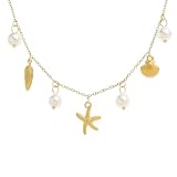 FNSIGHD Delicate Stainless Steel Starfish Necklace,Gold Seashell Necklaces,Cute Starfish Necklace,Beach Hexagram Star Pendant Necklaces,Summer Jewellery for Women Summer Beach Vacation Travel