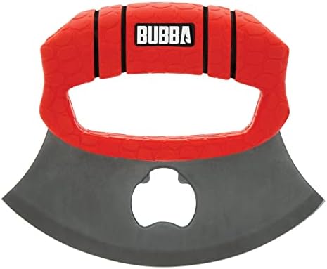 BUBBA ULU Knife with Non-Slip Grip Handle, Curved Blade, Integrated Bottle Opener and Sheath , Red