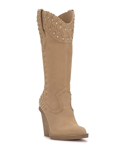 Jessica Simpson Womens Liselotte Leather Studded Cowboy, Western Boots