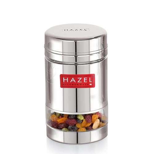 Image of HAZEL Stainless Steel See Through Transparent Container | Kitchen Air Tight Storage Dabba Containers Set of 6, 600 ML