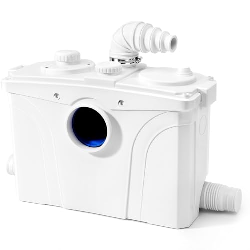 1.2HP Macerator Pump with PCB Function Toilet Pump Utility Sink Pump Upflush to 32.8FT 2500GPH Macerating Toilet System with 4 Water Inlets 1 Outlets for Toilet Sink Shower Laundry Kitchen Basement