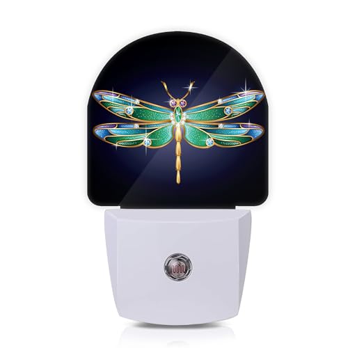 Axxitude Green Dragonfly Night Lights Plug into Wall for Girls