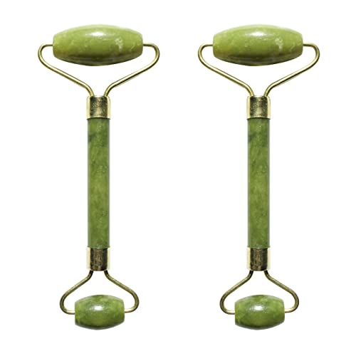 2 Rouleaux de Jade Vert Massage du Visage - Jade Roller en Pierre...