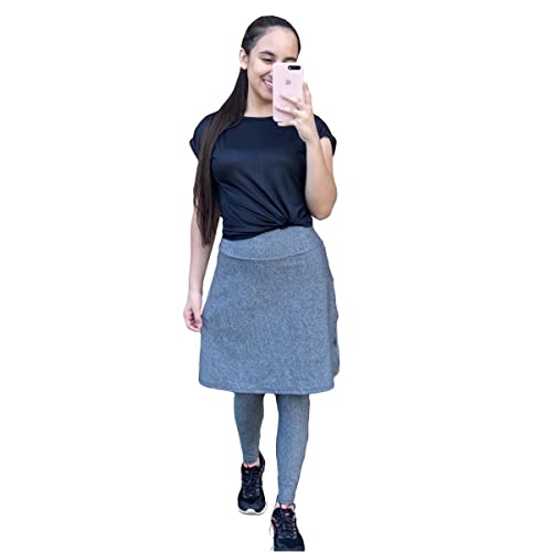 Calça Legging Com Saia evasê Moda Evangelica Fitness Caminhada (GG serve 42/44, Preta)