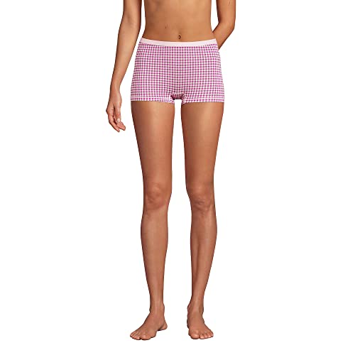Lands' End Womens Comfort Knit Mr Boyshort Underwear-2 Pk Magenta Berry/Rose Gingham 2Pk Regular Large #TOP1