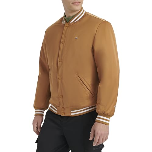 Image of Champion Men's Logo Striped-trim Varsity Jacket