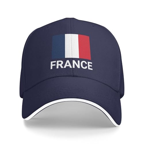 Support drapeau de la France Casquettes françaises pour hommes et femmes I Stand with France Baseball Cap Trucker Hats, bleu marine, Taille unique