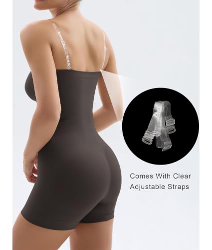 Image of SHAPERX Strapless Shortie Bodysuit for Women Tummy Control Shapewear Seamless Sculpt Body Shaper with Removable Straps
