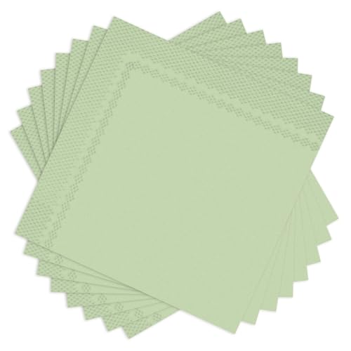 Serviettes jetables vertes 33 cm au fini élégant pour invités