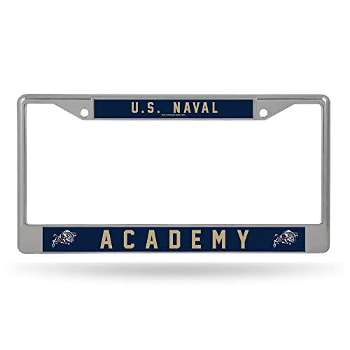Rico Industries NCAA Naval Academy Midshipmen 12" x 6" Silver Chrome Frame 12" x 6" Chrome Frame - Car/Truck/SUV Automobile Accessory