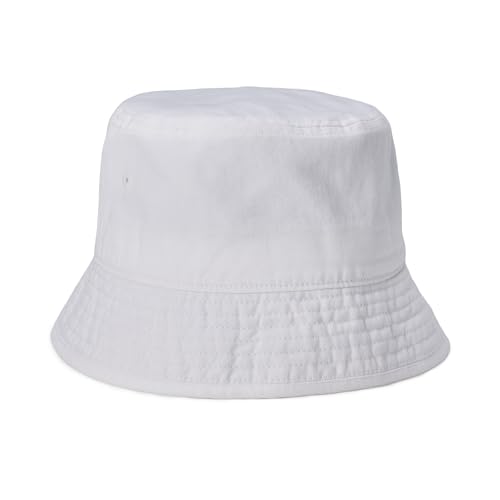 Amazon Essentials Mens Washed Cotton Bucket Hat with Air Eyelets White Small-Medium