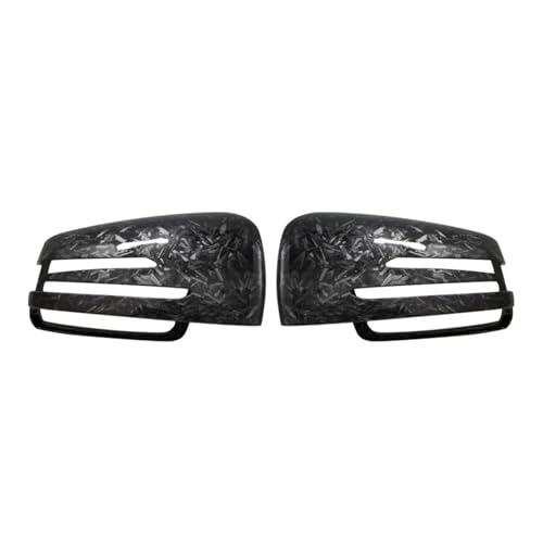 �T�C�h�~���[�L���b�v�J�o�[ �u���b�N Mercedes BENZ W176 W246 W212 W204 C117 X156 X204 W221 C218 ABCES CLA GLA GLK �N���X�ɓK��(Forged Carbon Look)