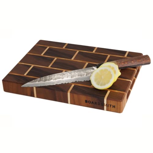The Boardsmith Brick Pattern Sidekick End Grain Cutting Board – Walnut Bricks and Hard Maple...