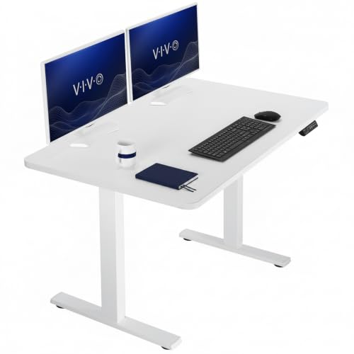 Image of VIVO Electric 48 x 30 in Standing Desk, Memory Height Adjustment, 1B Series, Holds 220 lbs, One-Piece White Top, White Frame, DESK-KIT-1W5W