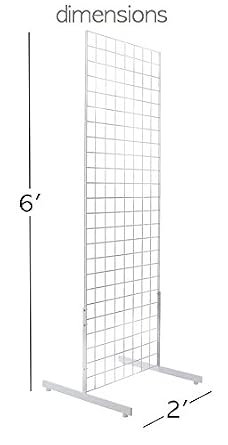 Only Hangers 2' x 6' Gridwall Panel Tower with T-Base Floorstanding Display Kit, 2-Pack White ...
