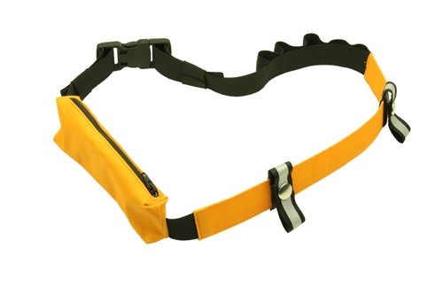 ANDREAS WIPPER Laufgürtel mit Hüfttasche und Gelschlaufen, Startnummernhalter, Startnummerngurt, Startnummernbefestigung, Startnummernband Case Orange Edition