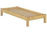 Liegefläche 90x200 cm Erst-Holz® Einzelbett Futonbett 90x200 Kiefer Natur Massivholz-Jugendbett Singlebett Rollrost