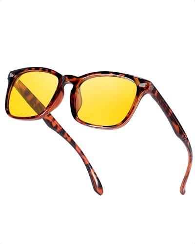 Lvioe Gafas De Conducción Nocturna Para Mujer, Lentes Amarillas Polarizadas Antirreflejos, Gafas De Diseño Clásico Con Protección Uv, Tortuga Lvioe Gafas De Conducción Nocturna Para Mujer, Lentes Amarillas Polarizadas Antirreflejos, Gafas De Diseño Clásico Con Protección Uv, Tortuga