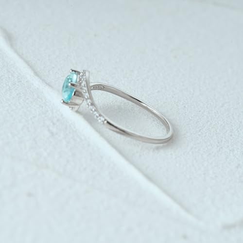 Ring Wedding White Gold 9K/14K/18K Women, Oval with Apatite, Band Rings Silver3