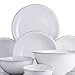 Zestaw obiadowy, Porcelana Fine Bone China Okrągła kuchnia Kolacja Jadalnia Biała zastawa stołowa Zestaw kombi z miskami zbożowymi z makaronem Talerze zupy Bezpieczna kuchenka mikrofalowa i piekarnik
