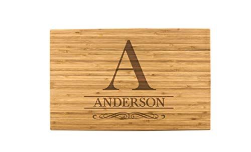 Personalized Gifts Couples Cutting Board (Anderson Design) - Wood Cutting Boards Bridal Shower, Housewarming, and Wedding Gifts (11 x 17 Single Tone Bamboo Rectangular) - Thumbnail 3