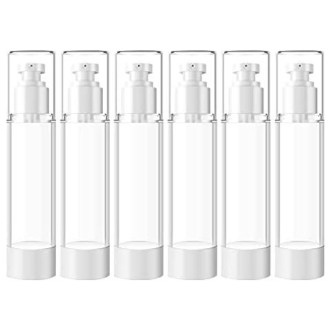 TIANZD 6Pcs Empty 100ml Transparent Airless Pump Bottles Refillable Clear Travel Vacuum Lotion Pump Containers for Cosmetic Foundation Lotion Gel - No Straw Required Cover