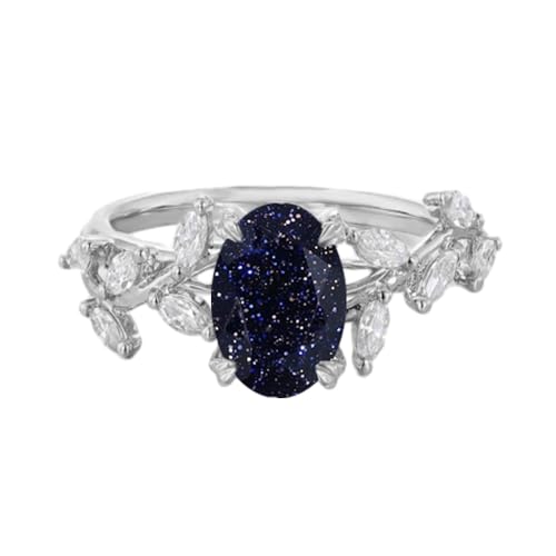 1-5 Carat Oval Cut Gemstone Engagement Ring with Moissanite S925 Sterling Silver 10K 14K 18K Solid Gold Cluster Leaf Art Deco Ring Promise Ring Wedding Ring Jewelry Gift for Women Her Wife Mom 5