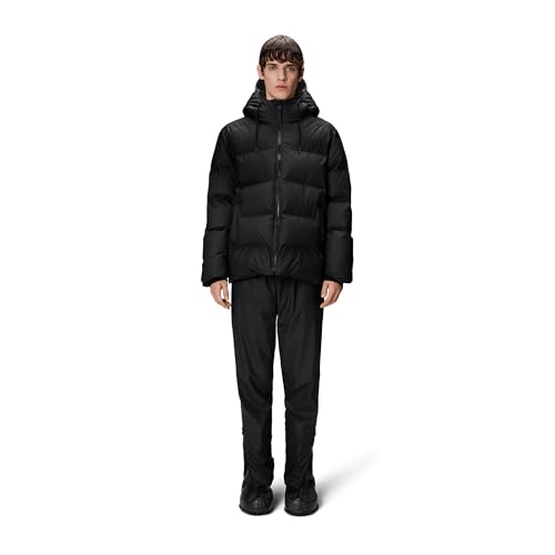 Image of RAINS Alta Puffer Jacket - Waterproof Winter Coat, Insulated Hood, Lightweight, Fleece Pockets, Warm for Cold Weather
