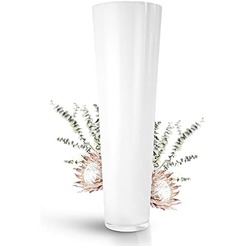Glaskönig - Weiße Bodenvase aus Glas 70cm hoch Ø 22,5cm Cover